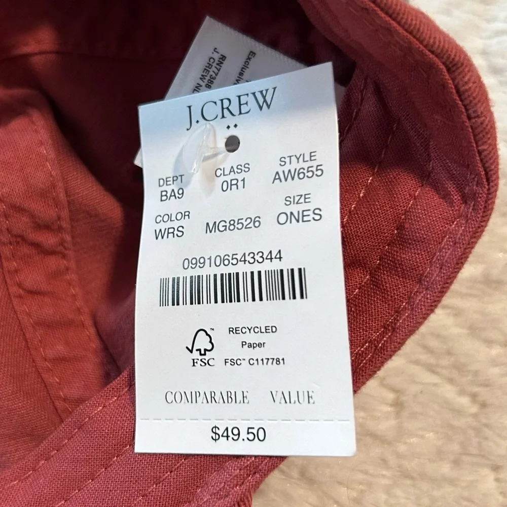 NWT J. Crew Rust Embroidered Sailboat Cap Baseball Cap Summer Vacation One Size